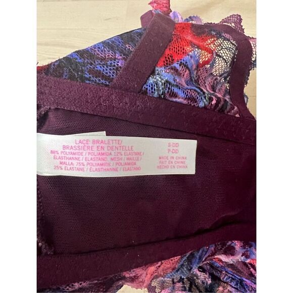Victoria's Secret Pink Burgundy Lace High Neck Push-up Bralette Underwire SDD - Picture 8 of 12